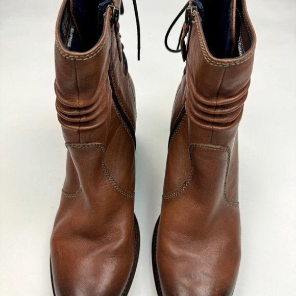 Tamaris Germany Soft Leather Boots Women 41 US 9.5Zip Closure Heel Booties Brown - Picture 2 of 11